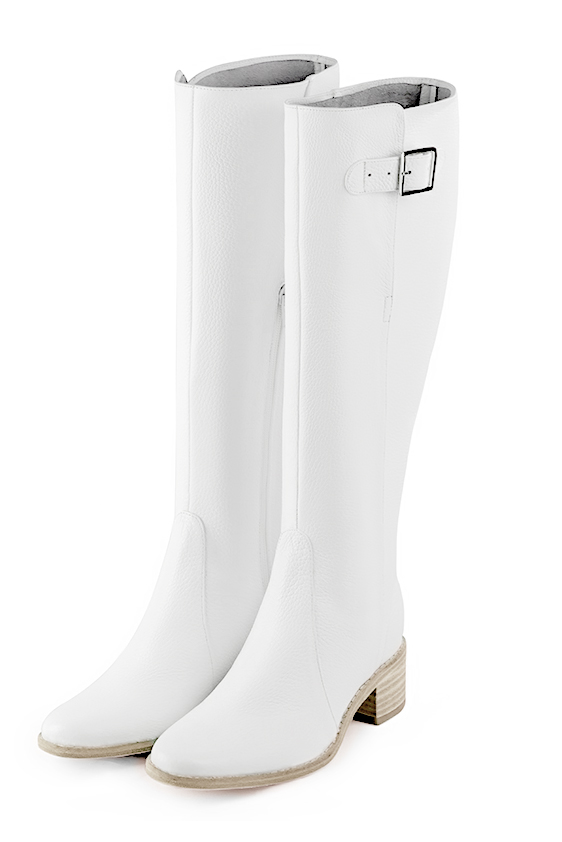 Pure white dress knee-high boots for women - Florence KOOIJMAN